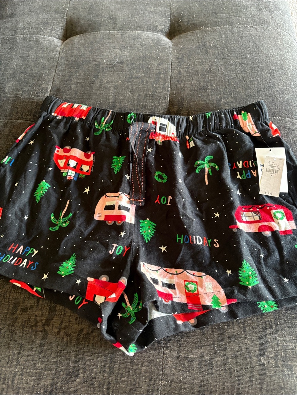 Old Navy Black Holiday Camper Print Pajama Shorts